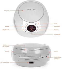 img 3 attached to 🎵 RipTunes CD Player Boombox: Портативный серебристый CD-плеер с Aux-In и AM/FM радио для бесконечного развлечения