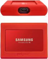 red silicone bumper for samsung t5 portable ssd - strong shock absorption, enhanced slip resistance - getgear logo