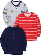 👕 boyoo toddler boys 3-pack long sleeve henley shirt: stylish & comfortable cotton graphic tee for 2-7 years logo