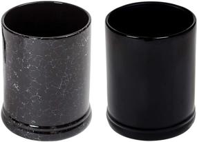 img 4 attached to Set of 2 Electric Large Jar Candle Warmers - Glossy Black and Marbled Ceramic Stoneware by Elanze Designs