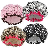 🚿 tcotbe 4 pieces: double waterproof layers shower caps for women - reusable & environmentally friendly bathing hair cap logo