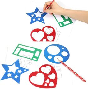 img 2 attached to 🎨 Drawing Stencils for Kids - 10-Piece Geometric Shapes Template Set, MWOOT Colorful Stencils for Painting Crafts and Learning to Draw