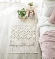 🏠 boho area rugs - mkono macrame rug - cotton woven small carpets with tassels - ideal for bedroom, living room, bathroom, entryway, nursery - home decor - dimensions: 35" l x 24" w logo