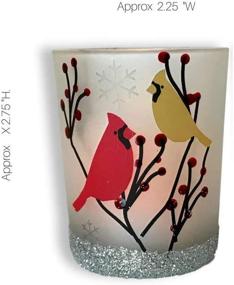 img 2 attached to 🐦 Festive Cardinals in Winter Scene: Set of 3 Frosted Glass Votive Holders with LED Flameless Tealight Candles
