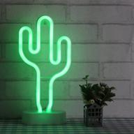 🌵 cactus neon light wall decor: vibrant bedroom neon signs with table stand, battery and usb power – a perfect home decoration (necac) логотип