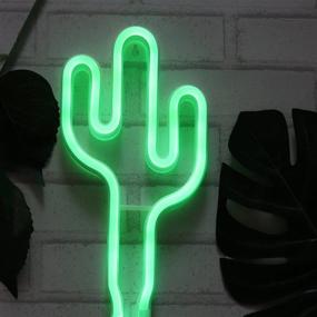 img 3 attached to 🌵 Cactus Neon Light Wall Decor: Vibrant Bedroom Neon Signs with Table Stand, Battery and USB Power – A Perfect Home Decoration (NECAC)