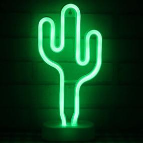 img 1 attached to 🌵 Cactus Neon Light Wall Decor: Vibrant Bedroom Neon Signs with Table Stand, Battery and USB Power – A Perfect Home Decoration (NECAC)