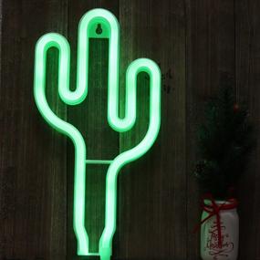 img 2 attached to 🌵 Cactus Neon Light Wall Decor: Vibrant Bedroom Neon Signs with Table Stand, Battery and USB Power – A Perfect Home Decoration (NECAC)