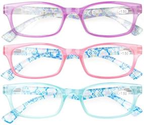 img 3 attached to 👓 Eyekepper Reading Glasses Bundle - 3 Pack of Crystal Clear Vision and Colorful Style with Purple, Pink, Blue Frames | Comfort Fit Spring Arms, Case & Cloth Included