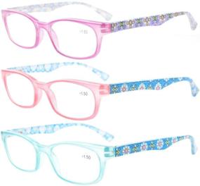 img 4 attached to 👓 Eyekepper Reading Glasses Bundle - 3 Pack of Crystal Clear Vision and Colorful Style with Purple, Pink, Blue Frames | Comfort Fit Spring Arms, Case & Cloth Included