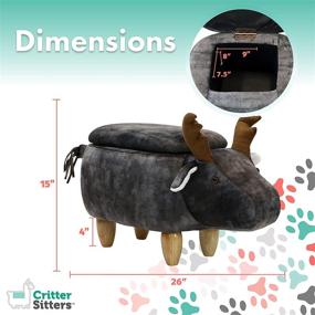 img 2 attached to 🦌 CRITTER SITTERS Dark Gray Elk-Faux Leather Look Storage Ottoman: Stylish & Durable Furniture for Nursery, Bedroom, and Living Room