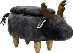 img 4 attached to 🦌 CRITTER SITTERS Dark Gray Elk-Faux Leather Look Storage Ottoman: Stylish & Durable Furniture for Nursery, Bedroom, and Living Room