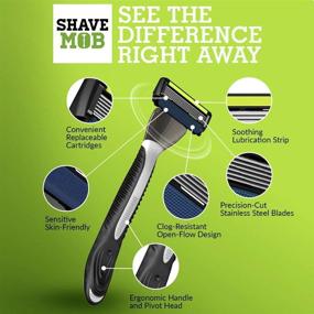 img 2 attached to 🪒 ShaveMOB 4-Blade Men's Razor Kit - Ultimate Shaving Experience with Flex Head Handle + 12 Refills