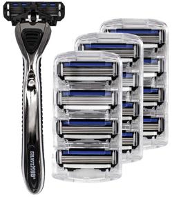 img 4 attached to 🪒 ShaveMOB 4-Blade Men's Razor Kit - Ultimate Shaving Experience with Flex Head Handle + 12 Refills