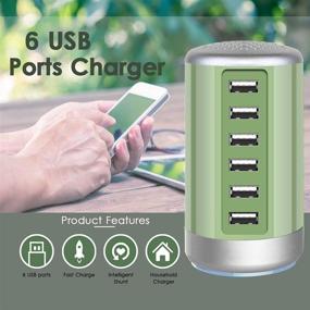 img 2 attached to Universal 6A USB Charger 6-Port Desktop USB Charging Station For IPhone IPad Tablets Smartphones And More Light Green