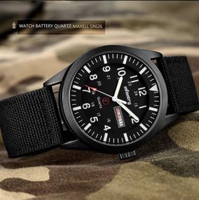 img 2 attached to 🕑 5ATM Waterproof Military Tactical Field Watch for Men - INFANTRY, Date & Day 12/24Hr Display, Casual Quartz Wristwatch with Nylon Strap