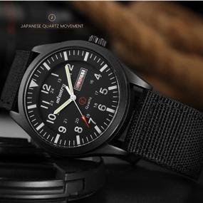 img 3 attached to 🕑 5ATM Waterproof Military Tactical Field Watch for Men - INFANTRY, Date & Day 12/24Hr Display, Casual Quartz Wristwatch with Nylon Strap