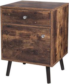 img 4 attached to Durable VASAGLE Side Table with 1 Drawer - Rustic Brown Nightstand for Bedroom, Living Room, Office - 17.7 x 15.8 x 23.6 inches