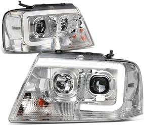 img 4 attached to 🔦 Chrome Housing Projector Headlights with LED Day Running Light for 04-08 F150 Mark LT - DNA Motoring HL-3D-G2-F1504-CH-CL1