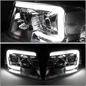 img 1 attached to 🔦 Chrome Housing Projector Headlights with LED Day Running Light for 04-08 F150 Mark LT - DNA Motoring HL-3D-G2-F1504-CH-CL1