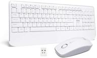 uhuru full-sized wireless keyboard and mouse combo - 2.4ghz usb, 💻 palm rest, 3 adjustable dpi levels - ideal for pc, laptop, windows (white) logo
