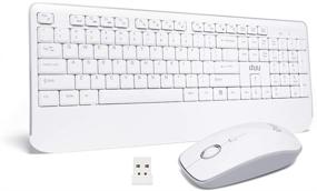 img 4 attached to Беспроводная комбинация клавиатуры и мыши UHURU полного размера - 2.4ГГц USB, 💻 Съемный подставка для запястья, 3 уровня настраиваемой чувствительности - идеальное решение для ПК, ноутбуков, систем Windows (белая).