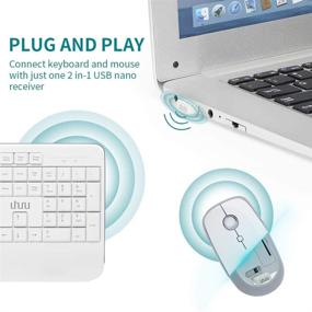 img 1 attached to Беспроводная комбинация клавиатуры и мыши UHURU полного размера - 2.4ГГц USB, 💻 Съемный подставка для запястья, 3 уровня настраиваемой чувствительности - идеальное решение для ПК, ноутбуков, систем Windows (белая).