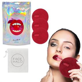 img 4 attached to 🍒 Face Halo Cherry: Reusable Microfiber Makeup Remover Pads & Wash Bag - Ideal for Heavy Makeup, Masks, Mascara, Eye Shadow, and Foundation