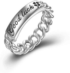 img 4 attached to 💍 Sterling Silver Cuban Knot Link Chain Engraved Good Luck Eternity Band Ring for Women, Men & Unisex