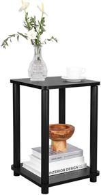 img 1 attached to 🏢 VASAGLE 2-Tier End Table Set of 2 Nightstand Side Table Storage Shelf Stable for Living Room Bedroom Office 13.4 x 13.4 x 19.7 Inches Black ULET181B01