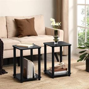 img 3 attached to 🏢 VASAGLE 2-Tier End Table Set of 2 Nightstand Side Table Storage Shelf Stable for Living Room Bedroom Office 13.4 x 13.4 x 19.7 Inches Black ULET181B01