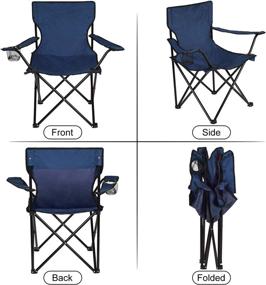 img 2 attached to 🏕️ Blue DeveSouth Outdoor Camping Chair - Padded Quad Rod Chair with Collapsible Steel Frame, Portable Wide Back, Cup Holder - Lightweight for Beach