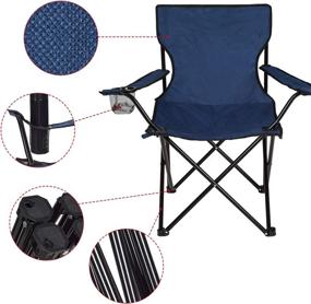 img 1 attached to 🏕️ Blue DeveSouth Outdoor Camping Chair - Padded Quad Rod Chair with Collapsible Steel Frame, Portable Wide Back, Cup Holder - Lightweight for Beach