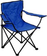 🏕️ blue devesouth outdoor camping chair - padded quad rod chair with collapsible steel frame, portable wide back, cup holder - lightweight for beach logo