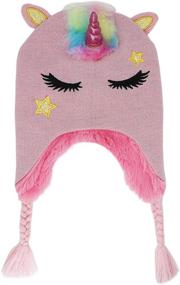 img 3 attached to Glitter Unicorn Beanie Knitted Earflap Girls' Accessories in Cold Weather