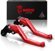 mzs clutch brake levers adjustment short square cnc red compatible with zx6r zx636 zx6rr 2000-2004 logo