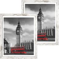 🖼️ capcillin 16x20 wood pattern distressed white picture frame set of 2 - wall mounting, plexiglass, ideal for prints, murals, and artwork（cp001-md16x20rw） логотип