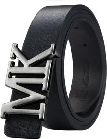 img 4 attached to Men's Reversible Leather Belt with Rotated Buckle: The Perfect Father's Day Accessory!