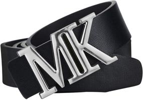 img 2 attached to Men's Reversible Leather Belt with Rotated Buckle: The Perfect Father's Day Accessory!