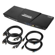 🖥️ tesmart dual monitor 2-port kvm switch for 2 computers and 2 monitors - hdmi kvm switch 2x2, 4k@60hz uhd with 2x 1.5m hdmi kvm cables, audio output & usb release logo