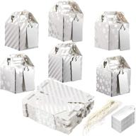 🎁 pack of 36 silver favor boxes with gift tags and string - 2 inch size logo