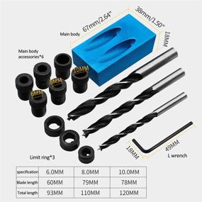 img 3 attached to 🔧 Queta Pocket Hole Jig Kit - 14pcs/Set with 15 Degree Angle Oblique Hole Locator Positioner Drilling Bits | Hole Jig Clamp Kit for Woodwork, Woodworking Guide Tool | Dowel Drill Joinery Kit - 6/8/10mm