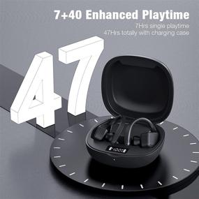 img 3 attached to 🎧 Беспроводные Bluetooth наушники - 47 часов воспроизведения, светодиодный дисплей, водонепроницаемые по стандарту IPX7, встроенный микрофон, спортивные наушники для бега и тренировок