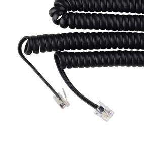 img 3 attached to 📞 Problem-Free, Curly Landline Phone Cord - Easy to Use with Excellent Sound Quality - 15ft Black Phone Cord for Home or Office