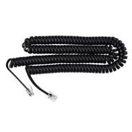 📞 problem-free, curly landline phone cord - easy to use with excellent sound quality - 15ft black phone cord for home or office logo
