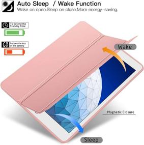 img 2 attached to 🌸 Ztotop 10.5 inch iPad Case (3rd Gen) 2019/iPad Pro 10.5 inch 2017 with Pencil Holder, Slim TPU Back, Trifold Stand, Auto Sleep/Wake, Full Body Protection, Smart Cover - Rose Gold