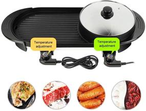 img 3 attached to Versatile Electric Smokeless Barbecue Grill & Hot Pot Combo with Dual Temperature Control - Fencia 110V 2 in 1 Pot Shabu Barbecue Grill (2000W)