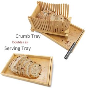 img 1 attached to MAGIGO Bamboo Bread Slicer - Foldable, with Crumb Catcher Tray - Slicing Guide for Homemade Bread & Loaf Cakes, Adjustable Thickness (Knife Excluded)