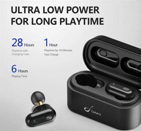 img 1 attached to 🎧 Flyears Bluetooth 5.0 Wireless Earbuds with Microphone, TWS Waterproof Headphones, Charging Case, Dual Graphene Drivers, Deep Bass Sound, Android/iPhone Headphones, 28 Hours Playtime - Black