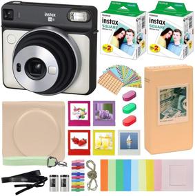 img 4 attached to Fujifilm Instax Square SQ6 - Instant Camera Pearl White Bundle: Carrying Case + Fuji Instax Film Pack (40 Sheets) + Accessories: Color Filters, Photo Album, Assorted Frames + More